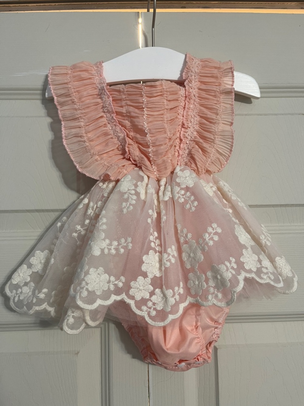 Pink Lace Floral Baby Romper Dress